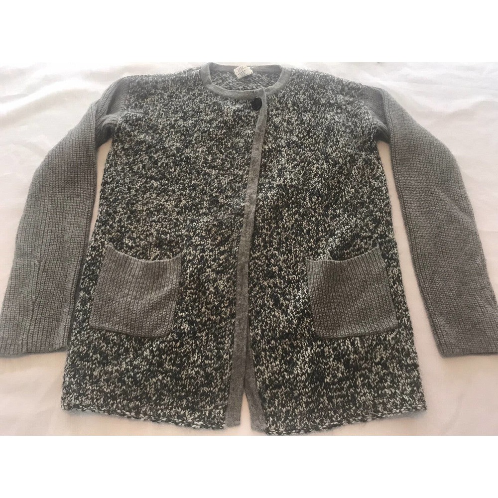 Crewcuts Gray Cream Alpaca Wool Blend Open Front Cardigan Single Button Girls 12